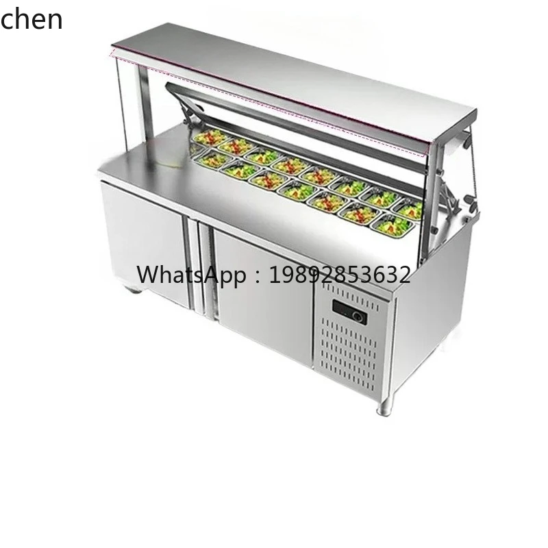 

BB slotted salad Taiwanese commercial workbench, fruit fishing console, pizza and cold dish display cabinet