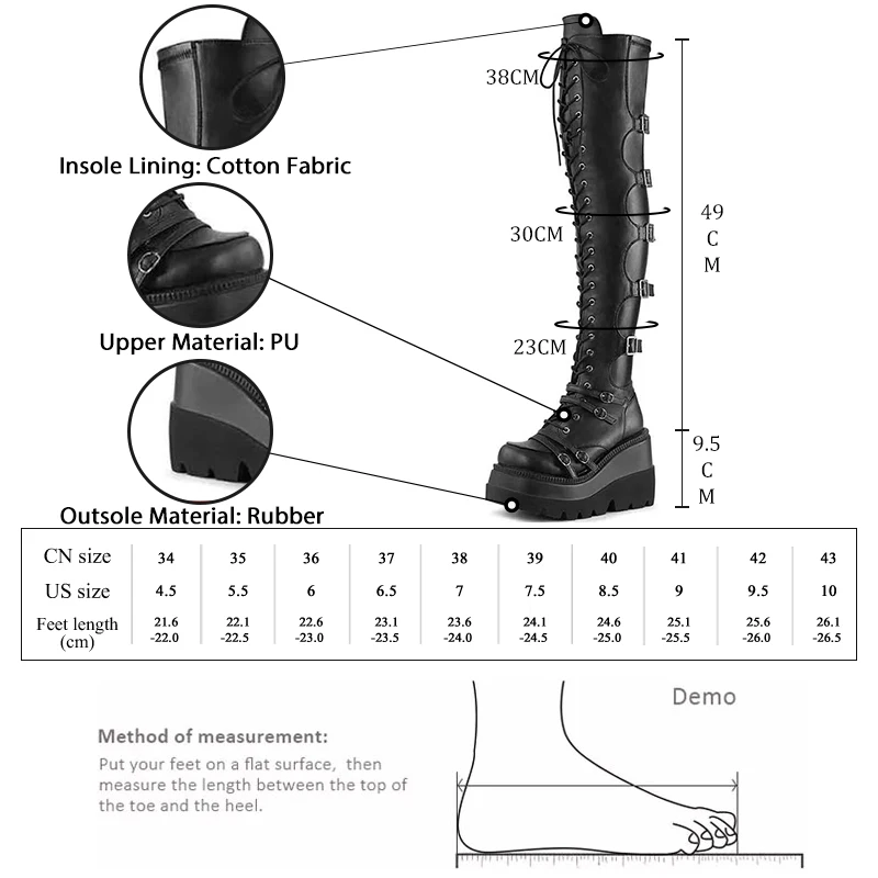 GMQM Platform Fashion Women‘s Over The Knee Boots New Platform High Heels Lace-Up Sexy Punk Style Long Boots Knee High Boots