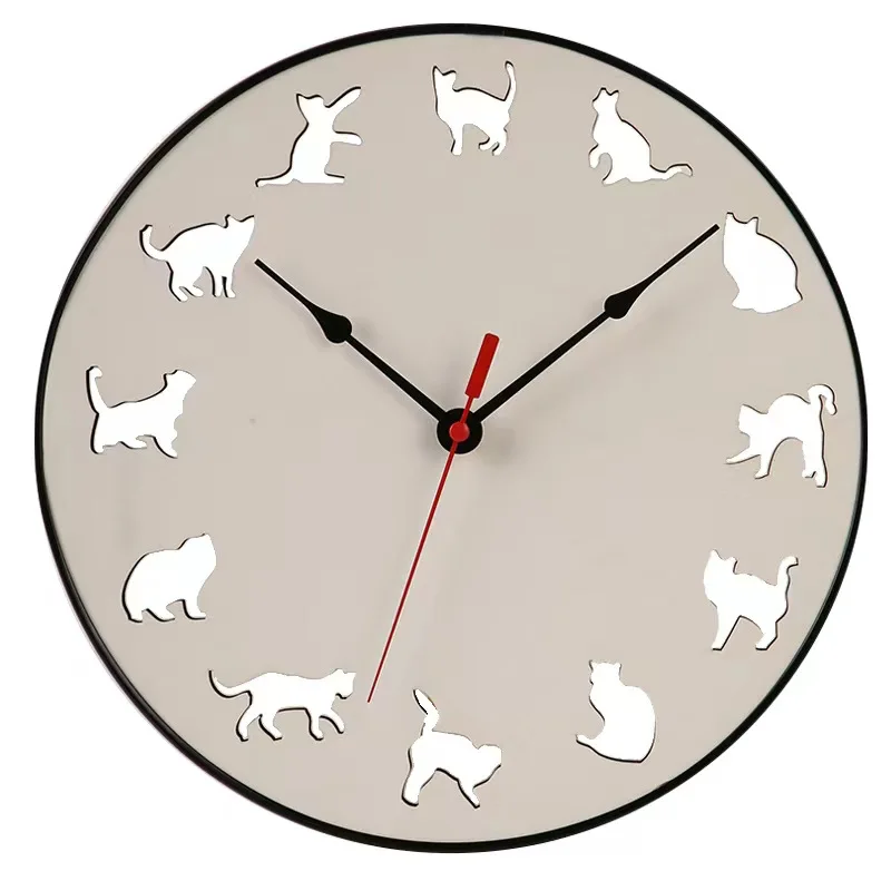 Wall Clock Cat Dog Silhouette Hanging Watch Creative Pet Animal Silent Clock Home Decor Wall Watch Living Room Entryway Supplies