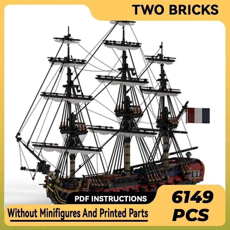 Military Ship Model Moc Building Bricks French Frigate LEmeraude Technology Modular Blocks Gift Christmas Toys DIY Sets Assembly