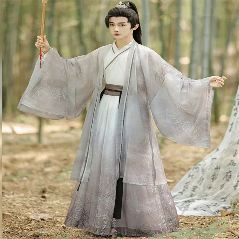 

Hanfu мужской китайский традиционный династии Вейцзинь Фея Усяя косплей древний костюм мужской наряд фехтовальщика сценический народный танцевальный костюм