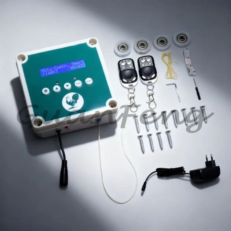 Coop door actuator motor kit, programmable timing controller high definition display