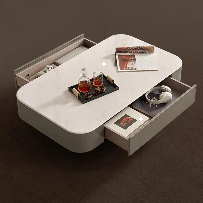 أدراج عشاء طاولة القهوة غرفة نوم فاخرة غرفة المعيشة الحديثة المطبخ طاولة جانبية تتحرك Kaffee Tische أثاث النمط الصيني