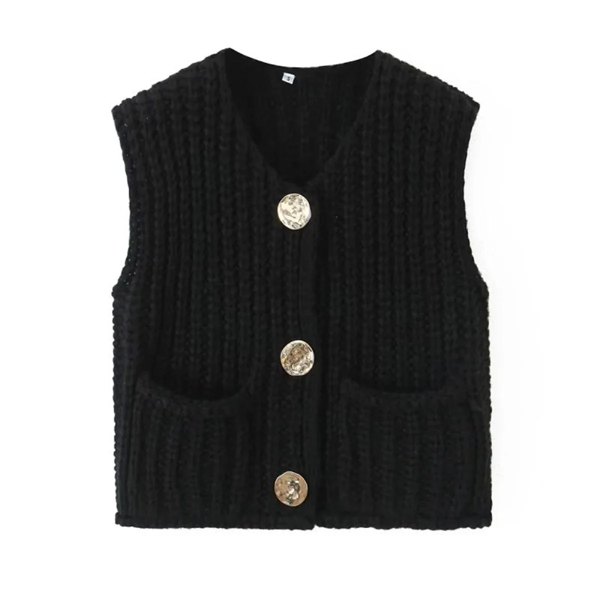 2024 Fall Luxury Clothes Crop Sweaters Women Vest Solid Loose Casual Sweater Vest Red Cable Kni Sweater Vests Thick Dual-Poacket