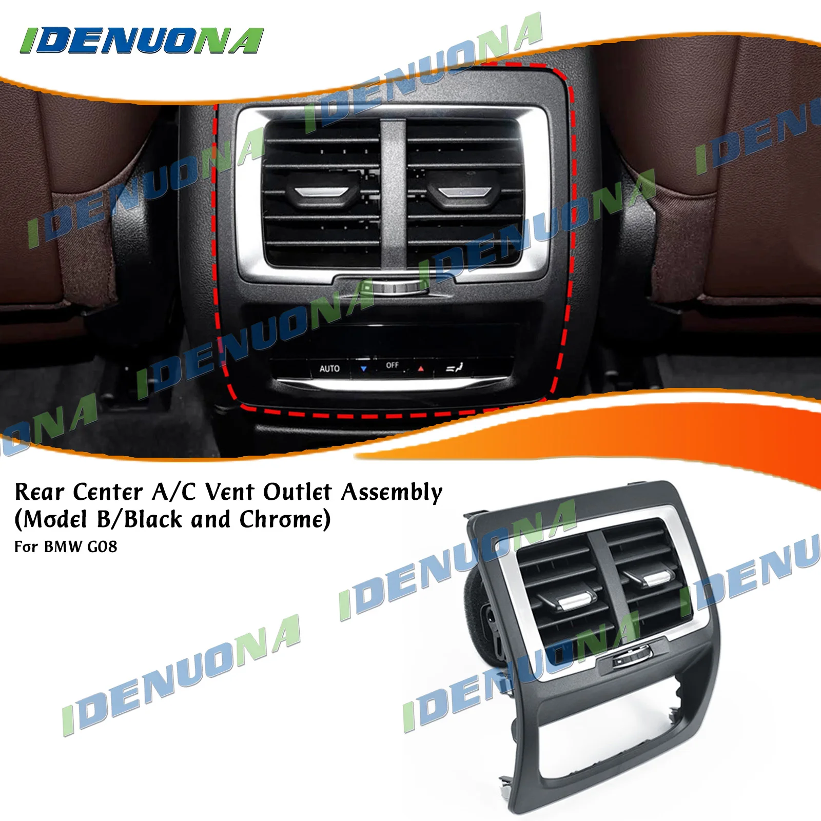 Interior Rear Fresh Vent Grille Air Conditioning Assembly For BMW X3 G01 X3 G08 ix3 G08 BEV X3M F97 X4 G02 Black/Chrome Silver