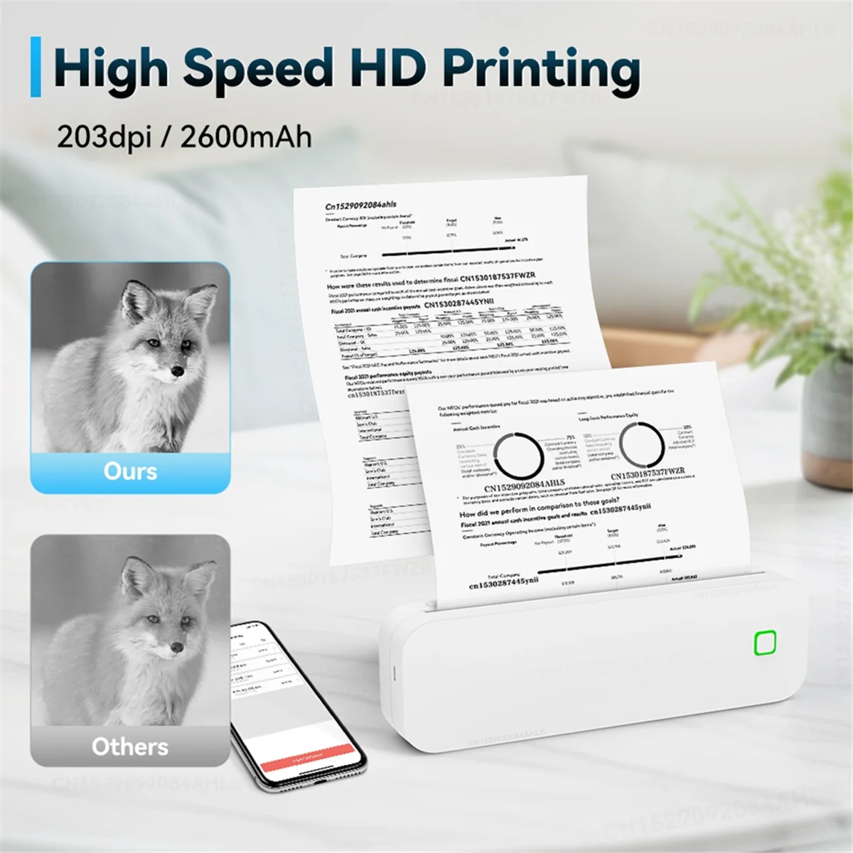 طابعة حرارية محمولة A4 مشهورة بدون حبر لصور المكتب PDF وثيقة مذكرة استنسل الطباعة باللون الأسود