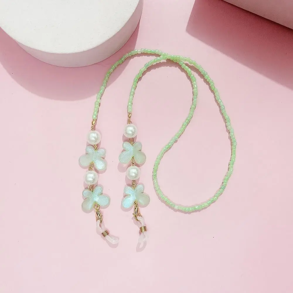 Adjustable Sunglasses Lanyard Strap Anti-slip Colorful Butterfly Pearl Hanging Rope Reading Glasses Trendy Accessories