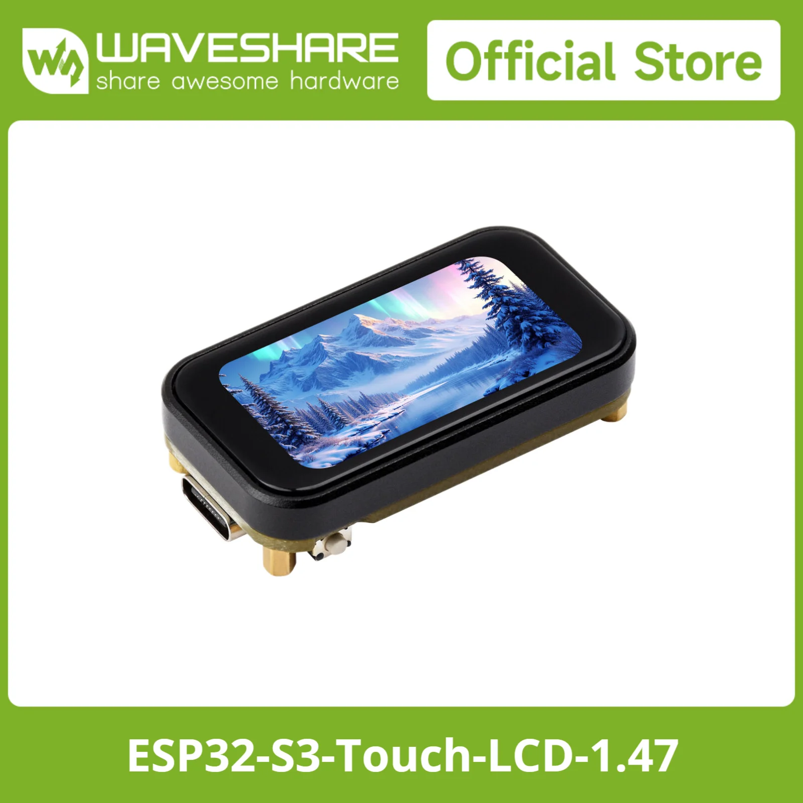 Waveshare ESP32-S3 1.47inch Touch Display Development Board, 172×320, 262K Display Color 240MHz LX7 Dual-core Processor