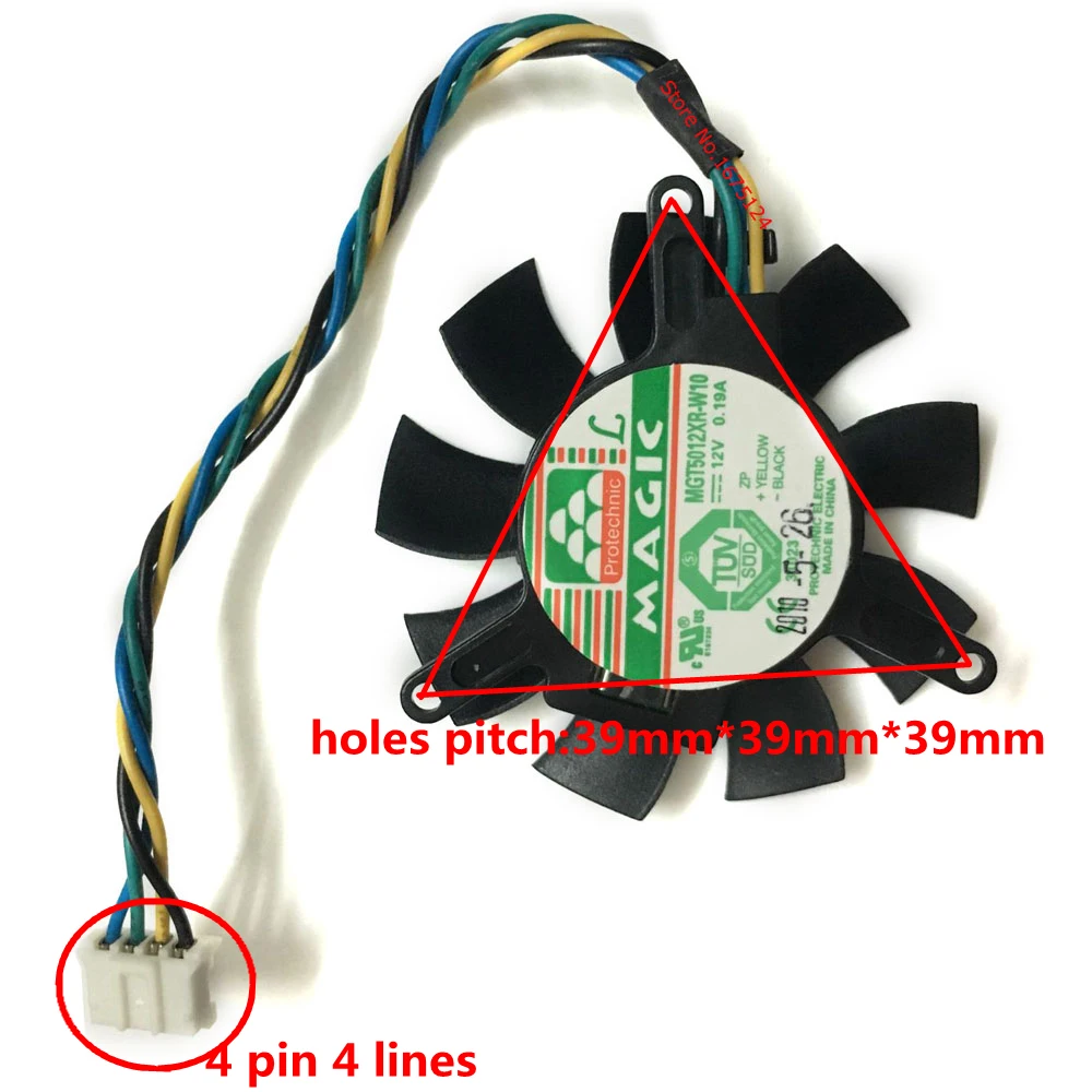 1 stück MGT5012XR-W10 Durchmesser 45mm 0,19 EINE 2pin Computer Grafikkarte Fan VGA Video Kühler Für HP A-MD RX550 4GB