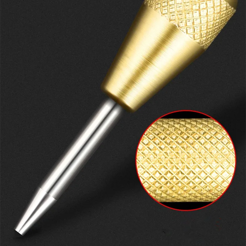 

1pc Automatic Center Punch, 5" Spring Center Punch, Adjustable Tension, Red Grip