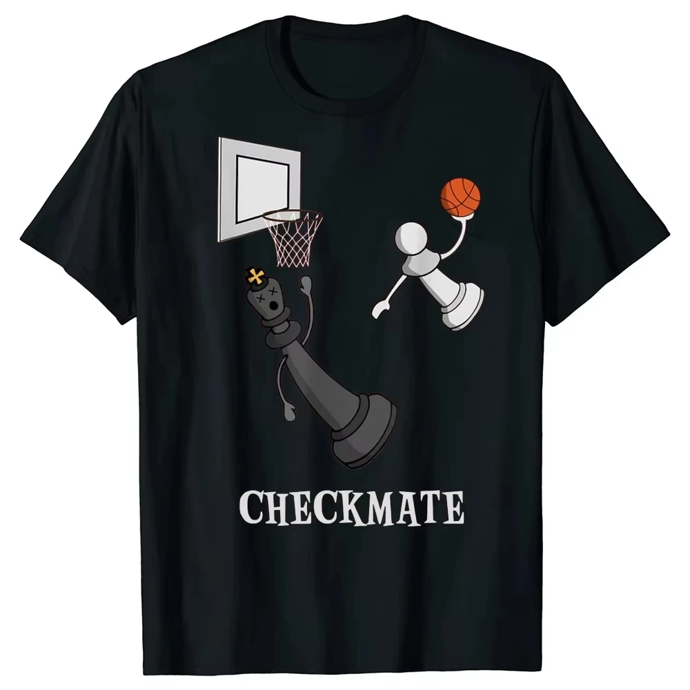 Chess and Basketball Game Board Pattern Oversized T Shirt Y2k Fun General T-shirt Casual Loose Streetwear Print Tee Unisex