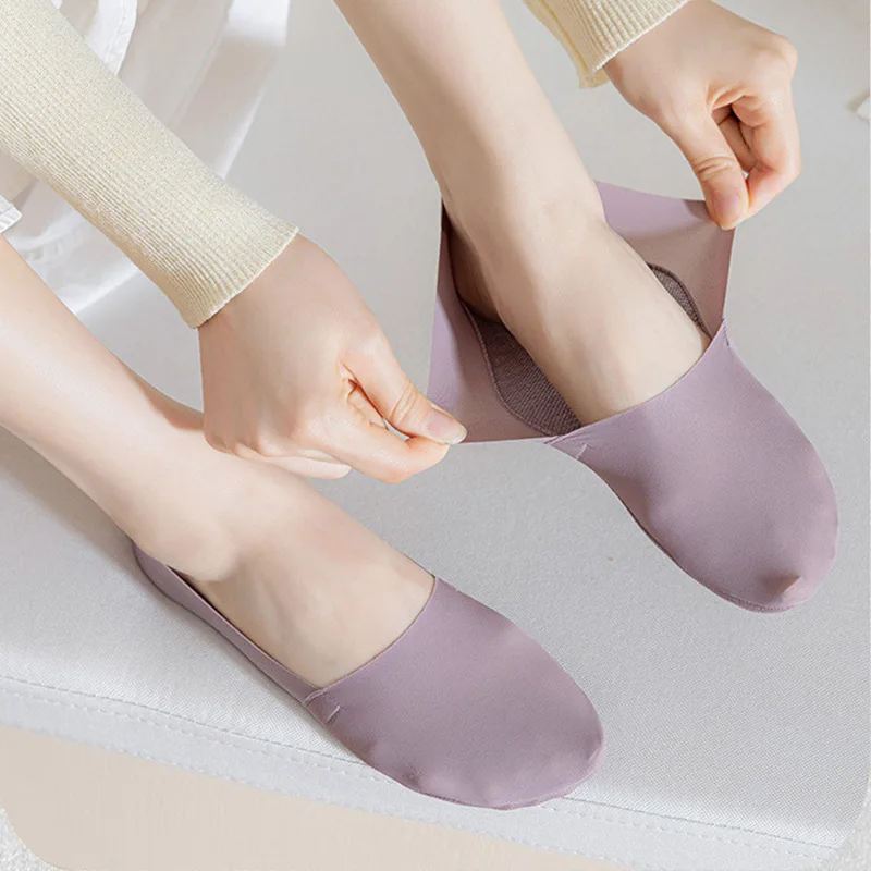 10Pairs Women Invisible Boat Socks Breathable Silicone Non-slip Ultra-thin Sock High Quality Elastic Ice Silk Low Invisible Sock