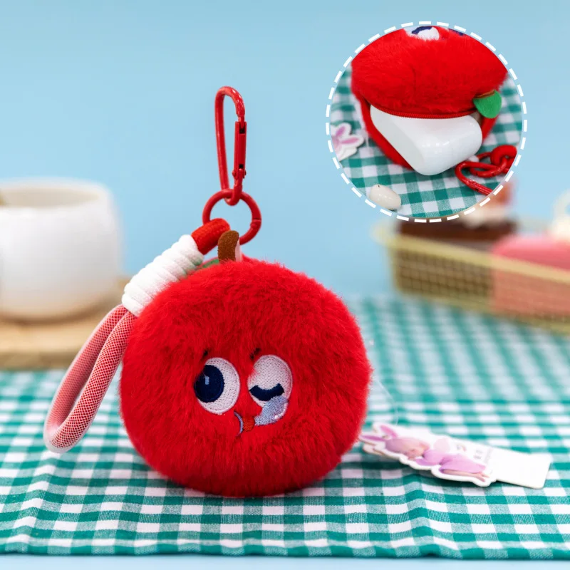 Cartoon Anime Fruit Series Plush Toys Funny Apple Long Worm Creative Design Apple Core Plush Doll Keychain Coin Purse Cute Gift