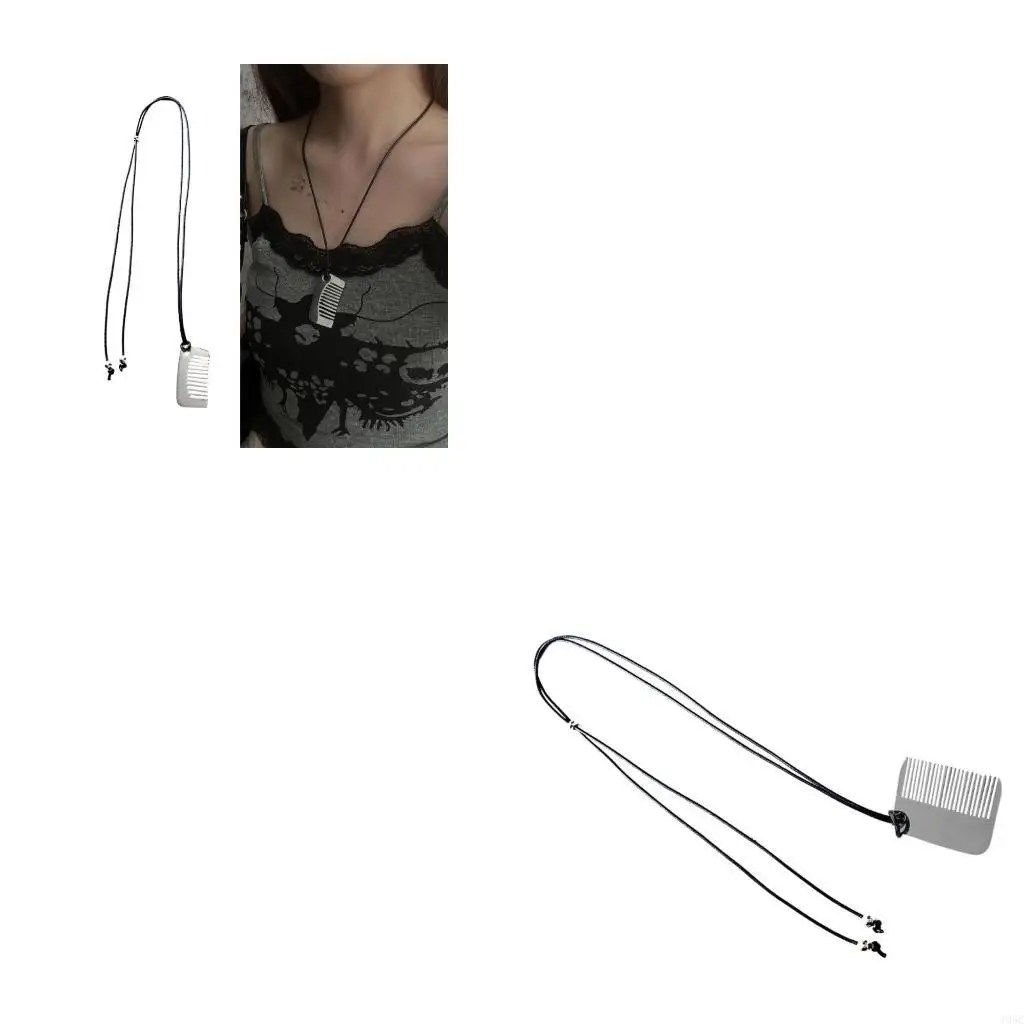 195C Multipurpose Portable Styling Sturdy Steel Comb Pendant Necklace for Fashionable Addition for Women's Hair Accessories