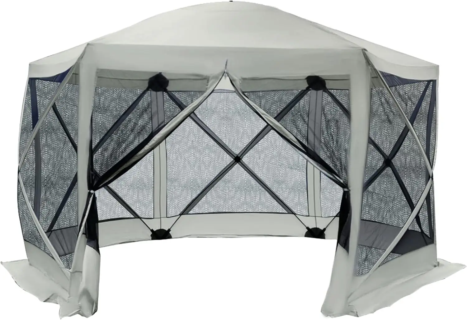 

12'x12' Hexagon Screen House,Pop Up Tent Portable Gazebo Canopy Shelter w/ Mesh Netting Walls,Carry Bag & Shaded Interior, Beige