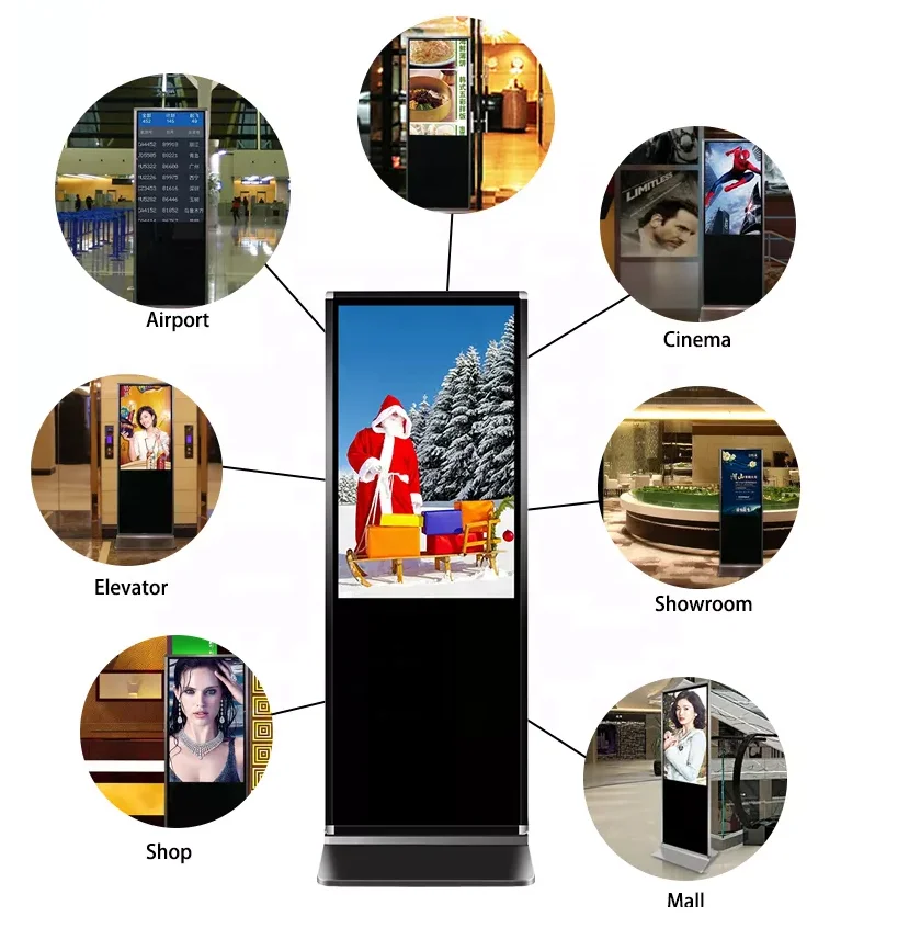 49 Inch Double Side Floor Standing Advertising Display Digital Signage Totem 55 Inch Touch Screen LCD Advertising Player