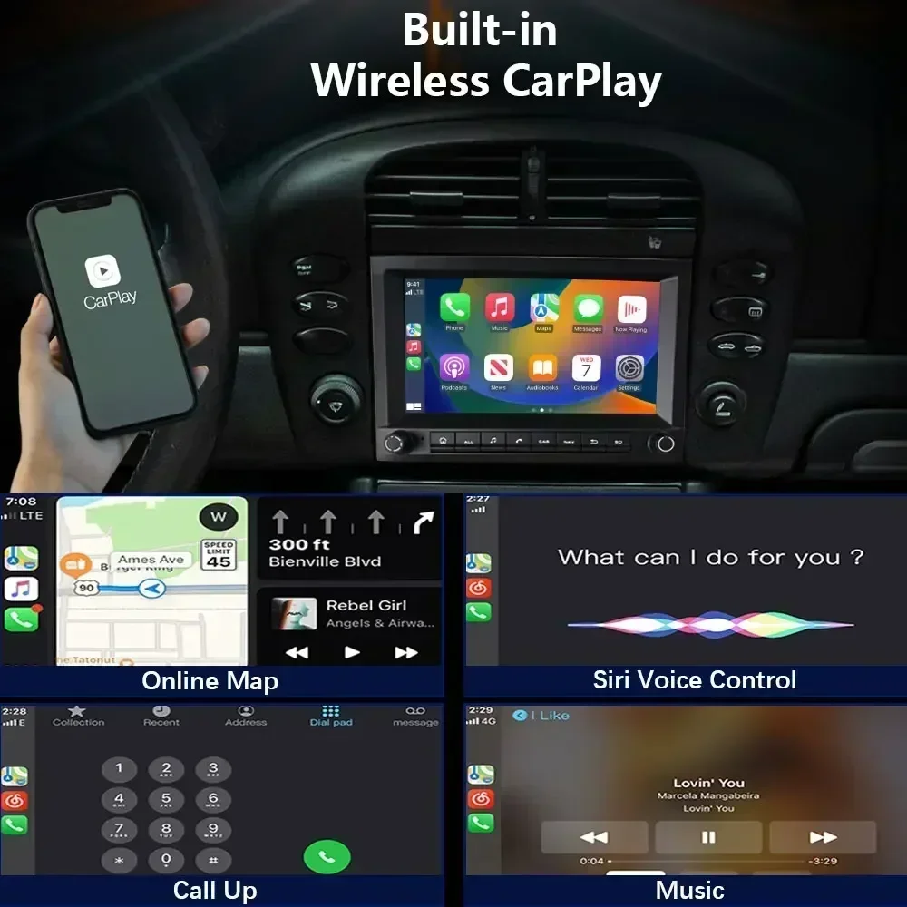 CHSTEK Wireless CarPlay For Porsche Cayman Cayenne 911 996 MK2 Boxster 997 2003-2009 Qualcomm Android 13 BT 4G GPS Head Unit