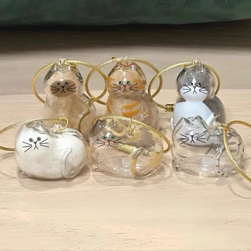 Cat Hair Storage Cute Pendant Keychain Bag Pendant Couple Car Key Chains Jewelry Souvenir Collection Gift Decoration Accessories