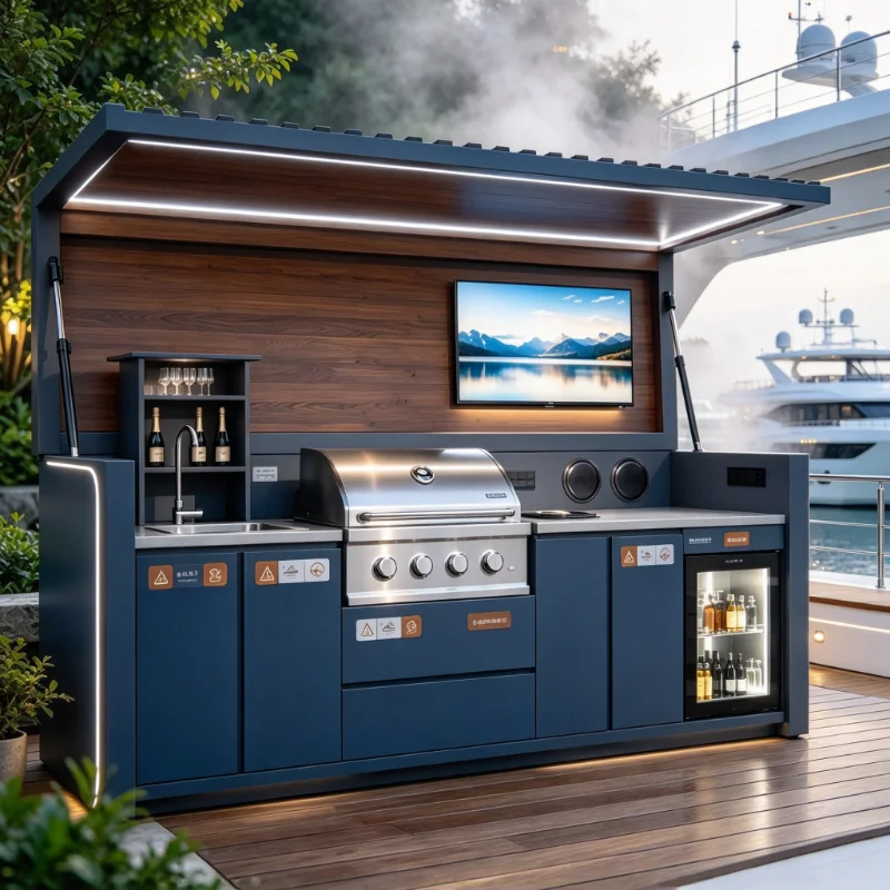 Durable Stainless Steel Outdoor BBQ Pizza Oven Station Custom Weather Resistant Pergola For Backyard Outdoor Gatherings