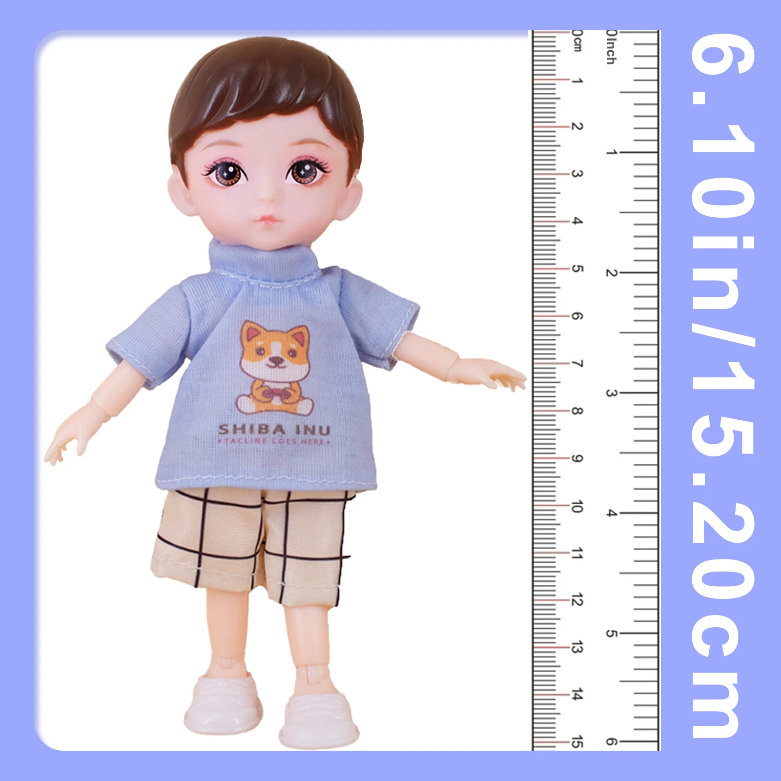 One Piece 6 Inches Cute Baby Dolls, Boy Model 13 Movable Joints Plastic Painted Eyes, For Children Girl Birthday Gift Toys