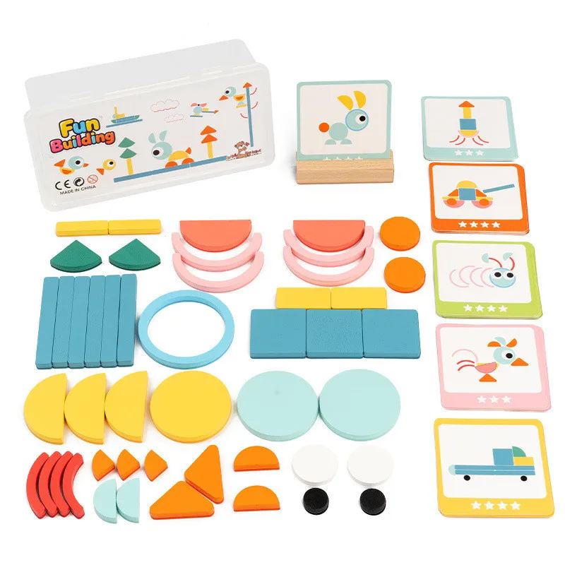 

DIY Children Colorful Wooden Toys Creative Tangram Geometric Jigsaw Puzzle Board Set Educational Toys for Children Kids Gift