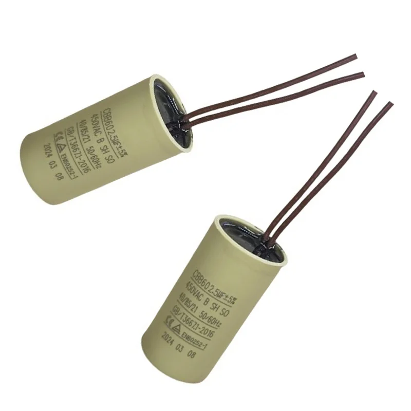 CBB60 2.5uF Capacitor 2PCS for Single Phase Motor Run in Water Pumps Compressors and Pressure Washing Machines