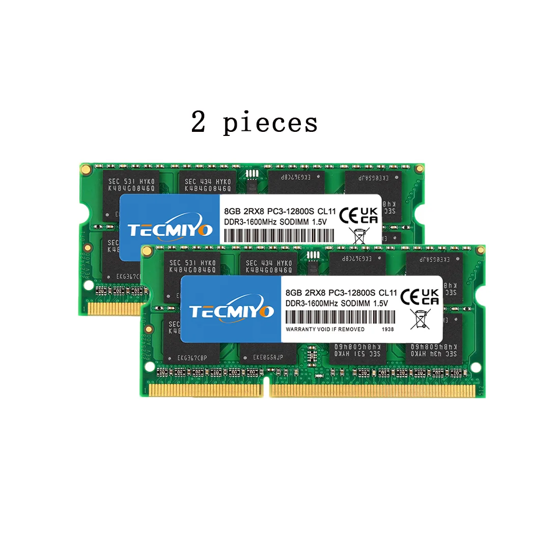 Оперативная Память Для Ноутбука Tecmiyo 16 Гб (2x8 Гб) Ddr3 1600 Мгц Pc3-12800s Green Sodimm 1