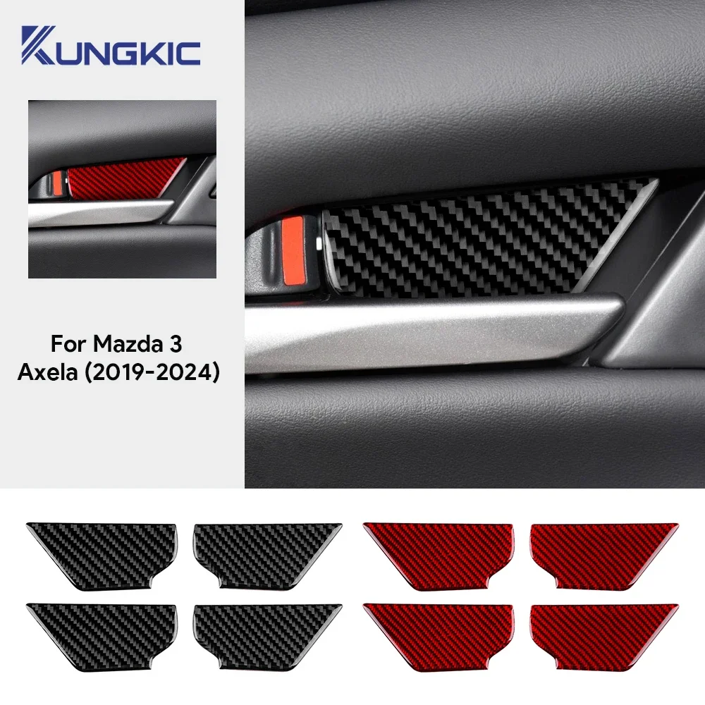 Fibra de Carbono Real para Mazda 3 2019 2020 2021 2022 2023 2024 2025 Mazda3 Axela/CX30 20-25, Adhesivo para el Panel Interior de la Puerta