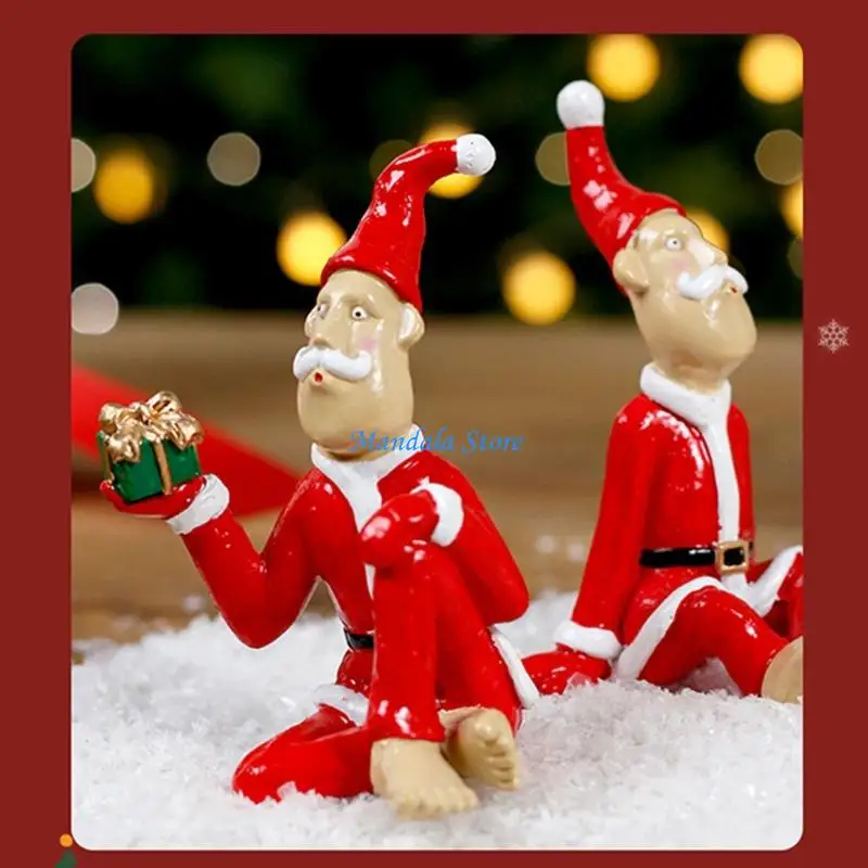 

U2JC Santa Figurines Each in Different Poses, Christmas Home Decor, Set of Creative Christmas Small Hand Collectibles Santa for