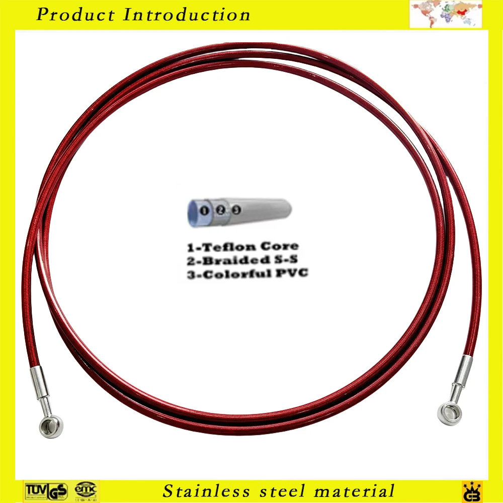 

Motorcycle Red 10CM-500CM 0°-0° 10mm Banjo Red Braided Steel Hydraulic Brake Clutch Radiator Oil Cooler Hose Line Pipe Tube