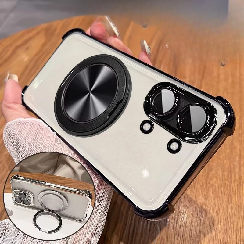 

Case For Redmi Turbo 5 Max Magnetic Ring Stand Holder Cases For Redmi Turbo 5 Max Shockproof Soft Silicone Plating Back Cover