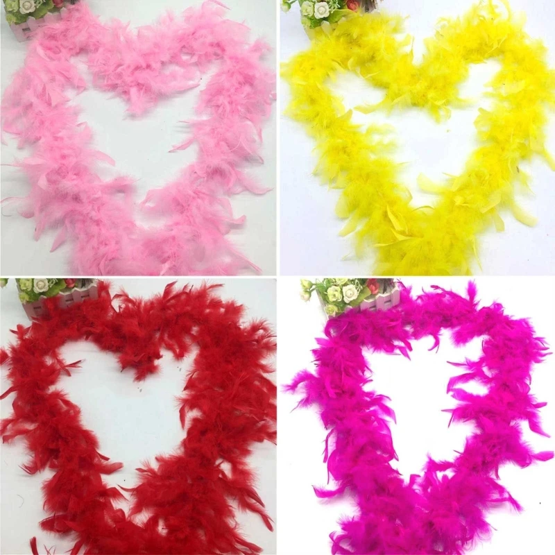 2Yards Fluffy Pink Turkey Feather Boa 38-40g Decoration for Party Wedding Clothes Dress Shawl/Scarf Diy Jewelry Accessory Craft