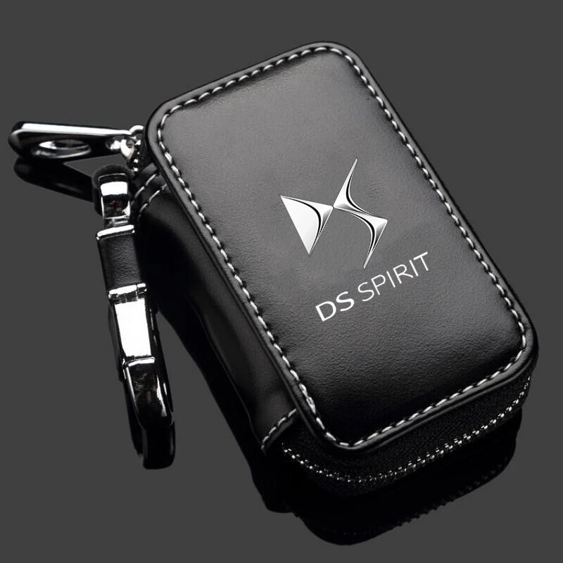 Leather Car Key Case Keys Full Cover Protection Shell Bag For DS WILD RUBIS SPIRIT DS3 Cabrio DS4S DS6 DS7 Crossback