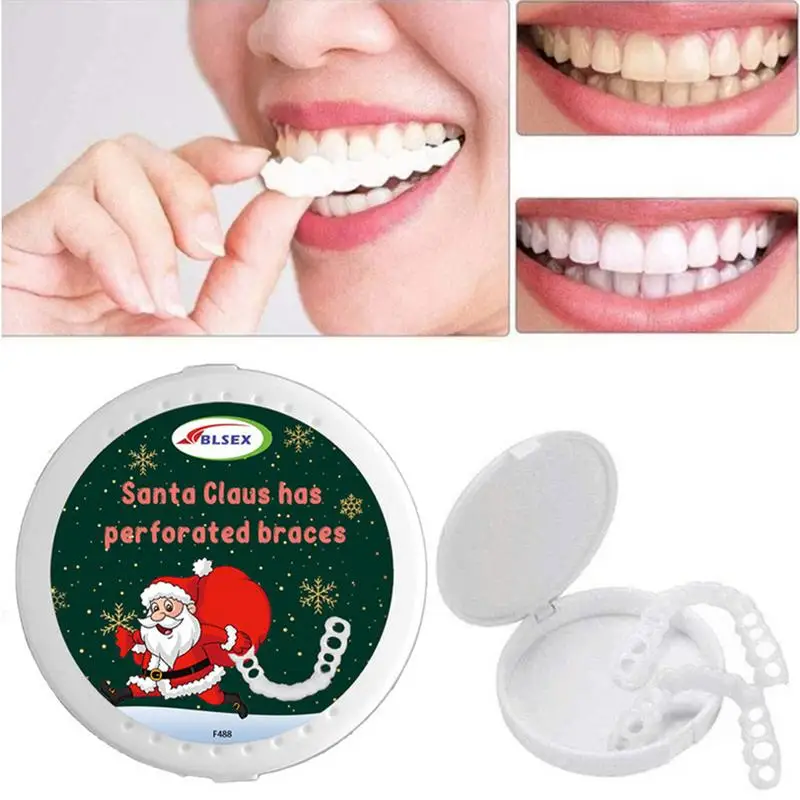 Kit de soins dentaires pour amis et famille, placage de dents à encliqueter supérieur et inférieur, réparation de fausses dents, dents vieillissantes endommagées, cadeau de Noël