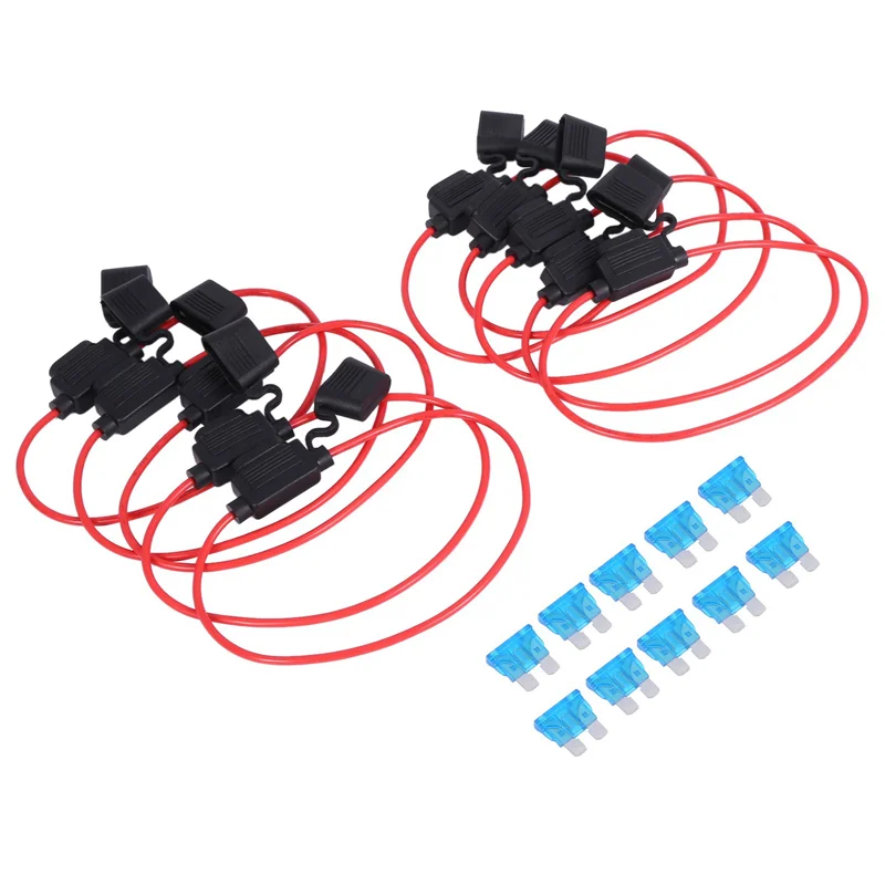 

B30C-Inline Fuse Holder 60 Pack Fuse TAP Adapter 16 Gauge 20AMP Blade Fuse Holder Wire With 60 Pcs 15 AMP Standard Fuses