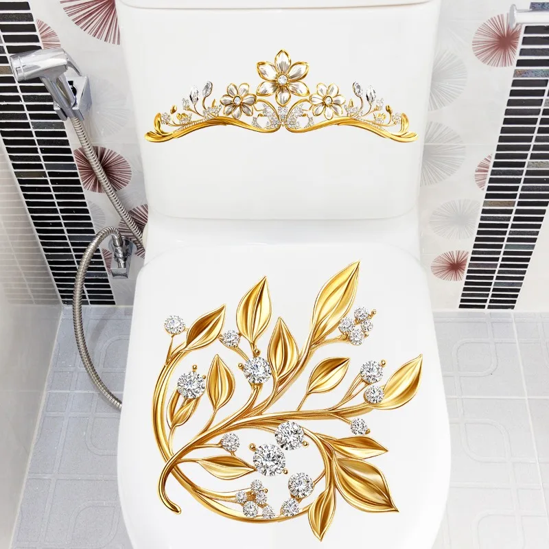 Bathroom Toilet Seat Wall Sticker Self-adhesive DIY Detachable PVC Toilet Sticker, Suitable for Bathroom Toilet Decoration