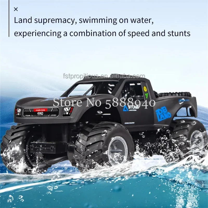 

Автомобиль-амфибия Off Road с беспроводным управлением 2.4G 4WD 360° ° Уплотнение вращения трюка, водонепроницаемая полая шина, высокоскоростная радиоуправляемая игрушка-автомобиль