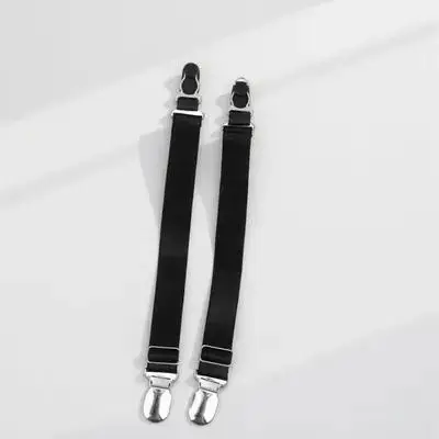 

Black Nylon Women Garters 24x19cm High Elastic Adjustable Fit Metal Duckbill Clips for Stockings Socks Stay Up