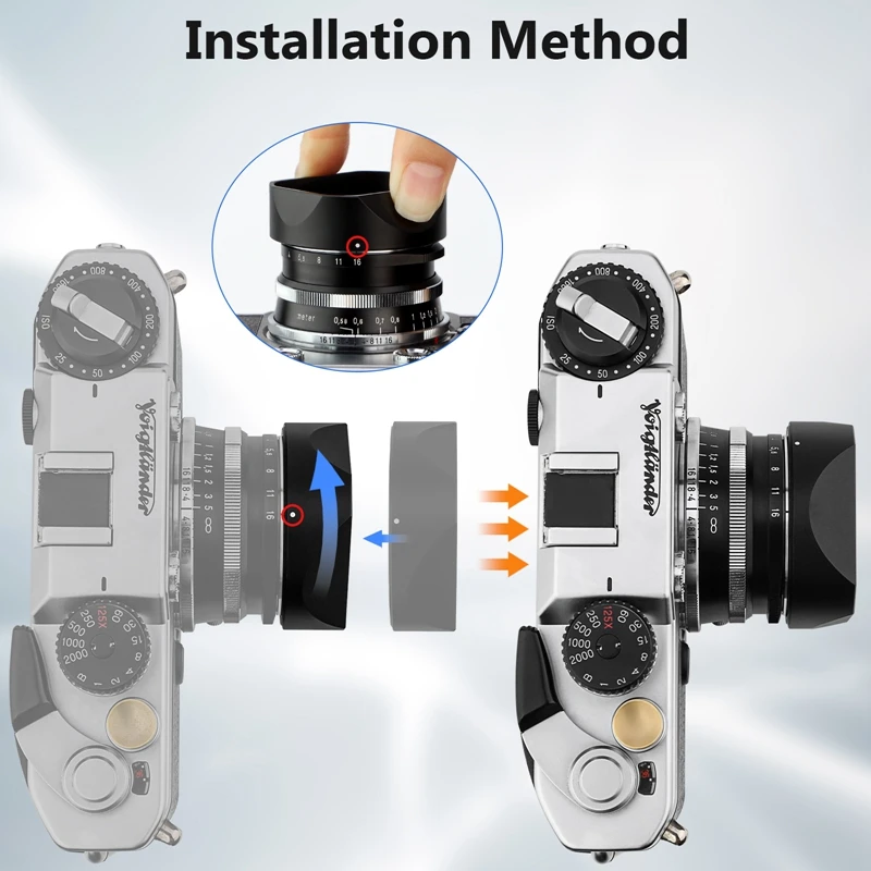 Haoge Square Metal Lens Bayonet Hood for Voigtlander 35mm F2 35mm F1.5 28mm F2.0 Type I & II ULTRON  Leica VM Mount Lens