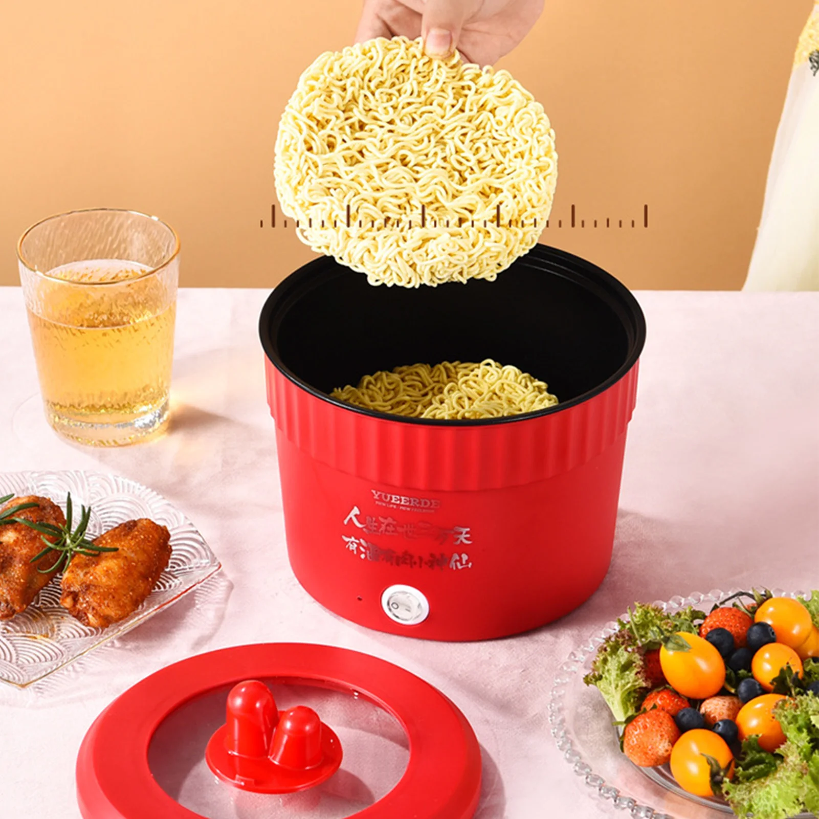 1.2L 220/110V Mini Electric Cooker Household Student Dormitory Mini Non-stick Pan Hot Pot Rice Cooker Multifunction Cooking Pot