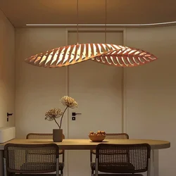 Nordic Minimalist Wabi Sabi Wood Art Fish Bone Pendant Lamp Lighting Restaurant Bar Cafe Dining Room Home Decoration Chandelier
