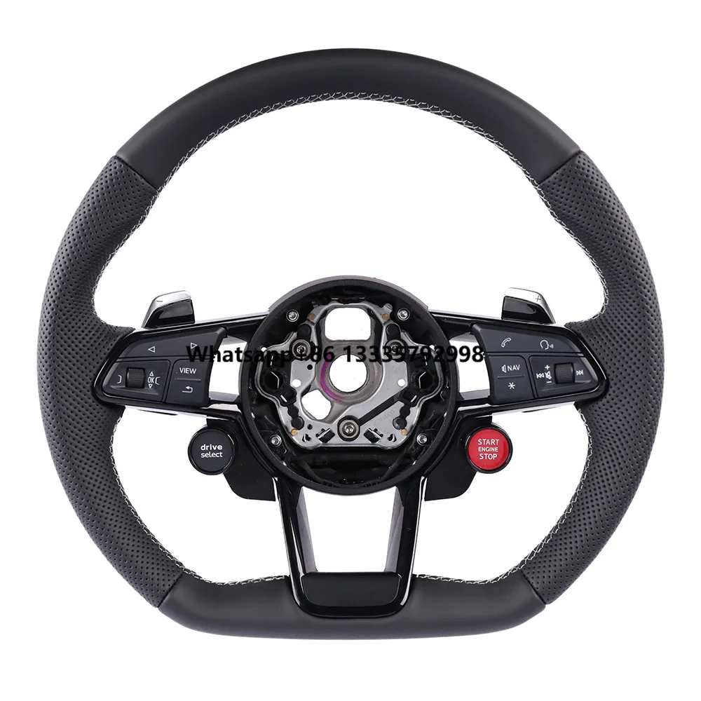 

With Start Button S-Line Full Alcantara Leather Steering Wheel for AudiR8 TTRS RS3 SQ5 S5 B9 A6 C8 A3 2018