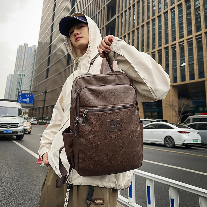 

Men's fashionable PU shoulder bag backpack handbag school bag mochila mochila para viaje рюкзак мужской sac à dos homme 백팩