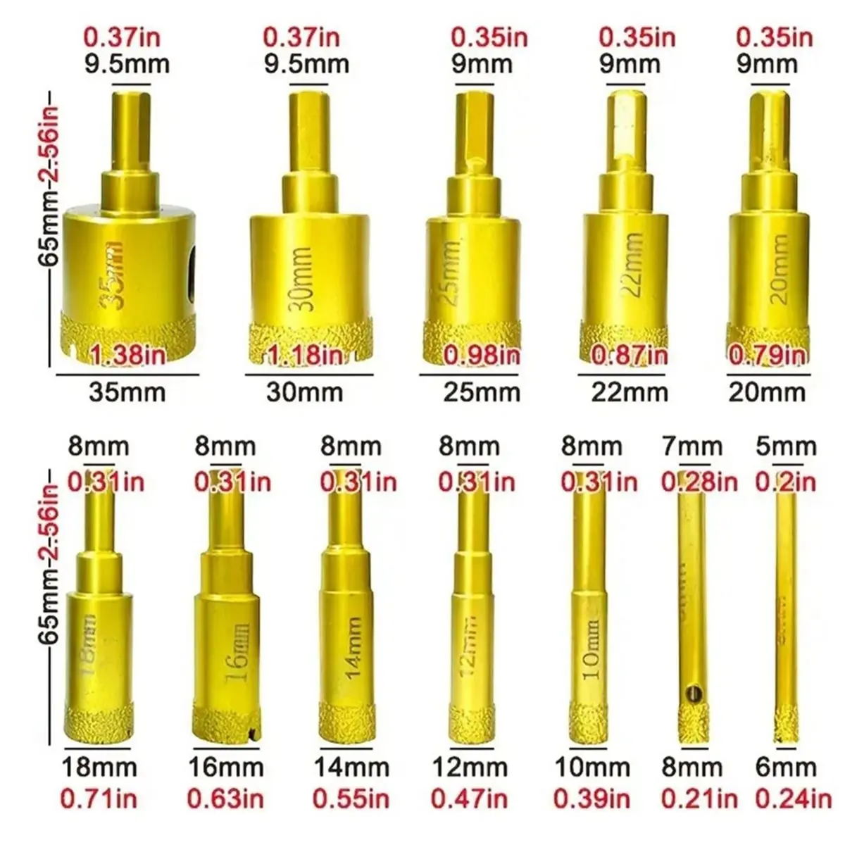 

Utility Design 12pcs Drill Bit Drilling Tool Set for Glass and Ceramic Tiles 6-35mm Drill Bits Set