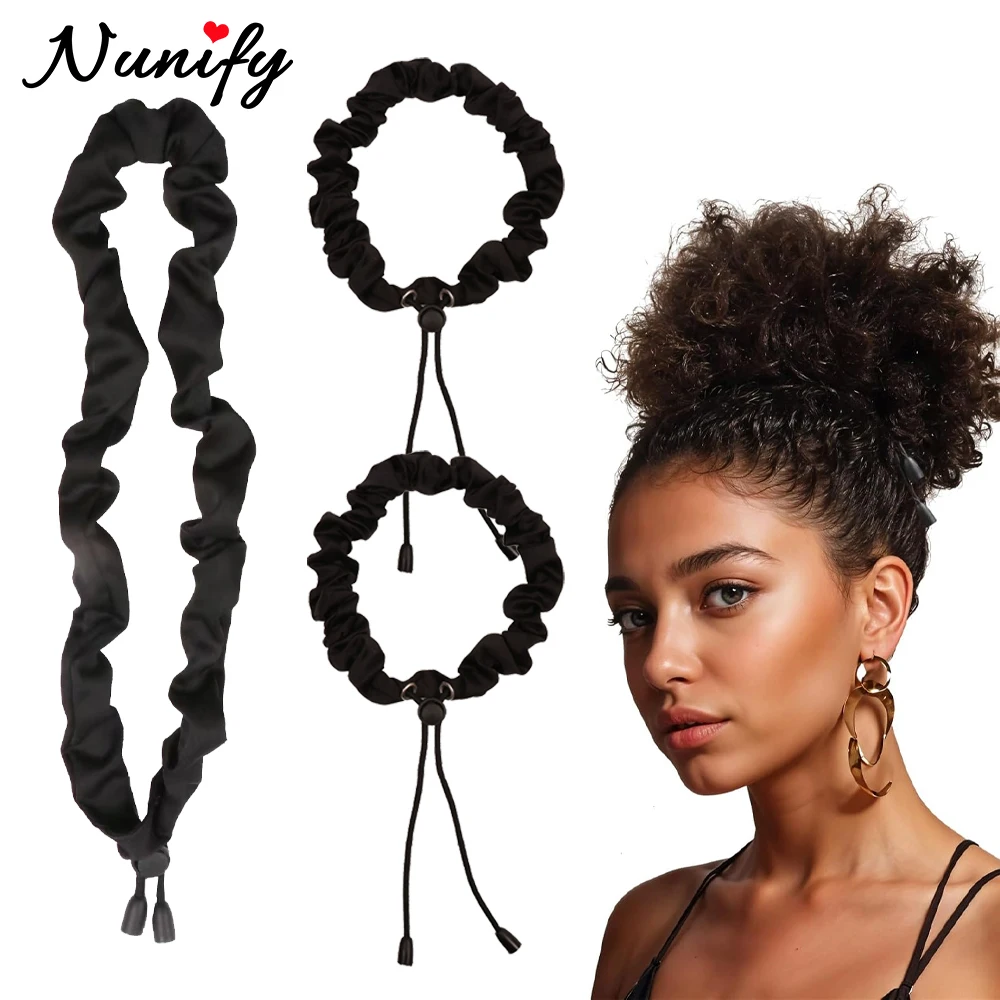 Black Satin Hair Tie Durable Reusable Adjustable Hair Ties Elastic Hair Bands No Slip Hold For All Hair Types Hair Styling Tools