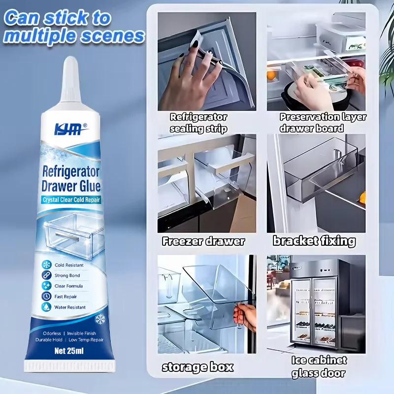 Refrigerator Drawer Repair Glue Clear Strong Adhesive For Fridge Plastic Shelf Bin Crack Fix Quick Bond Cold Resistant