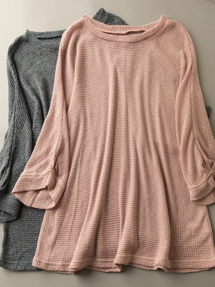 

Loose Fit round Ne ort Sve Knitted Sweater Spring Autumn Korean Sle Ele Versatile Women's Pullover Sweater