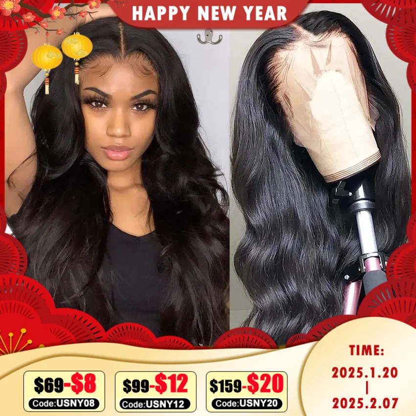 Loira Frontal Lace Body Wave Wig, Cabelo Humano, Peruca sem cola, 13x6, 13x6