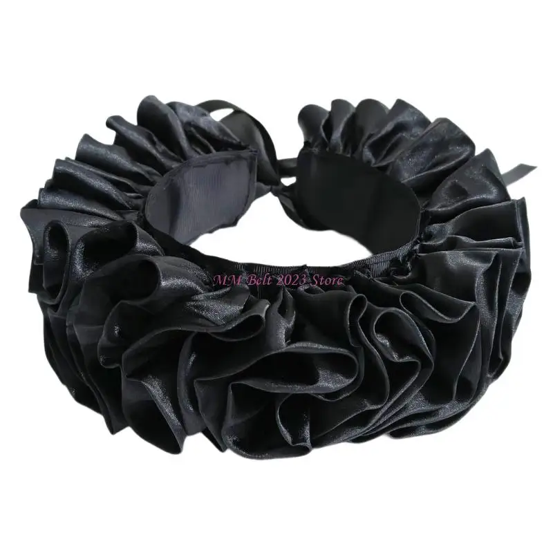 49ME Victorian Adjustable Faux Collar Satins Neck Ruff Cosplay Neckwear Accessory