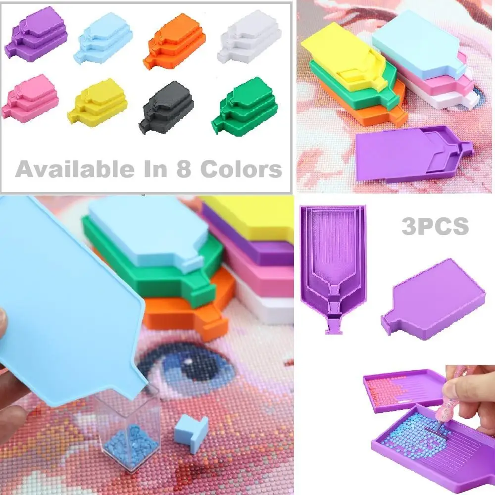 Plateaux de peinture diamantée DIY 3 pièces de différentes tailles avec couvercles, accessoires de peinture diamantée, plateau multifonctionnel 1 à 3 compartiments avec couvercle coulissant, adapté aux accessoires de peinture diamantée 5D et aux outils de rangement